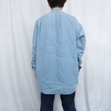 画像3: POLO Ralph Lauren "POSTBOY" ロゴ刺繍 バンドカラー デニムシャツ L (3)
