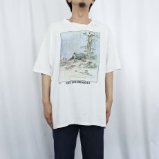 画像2: GARY PATTERSON "OUTDOORSMAN" シュールイラストプリントTシャツ XL (2)