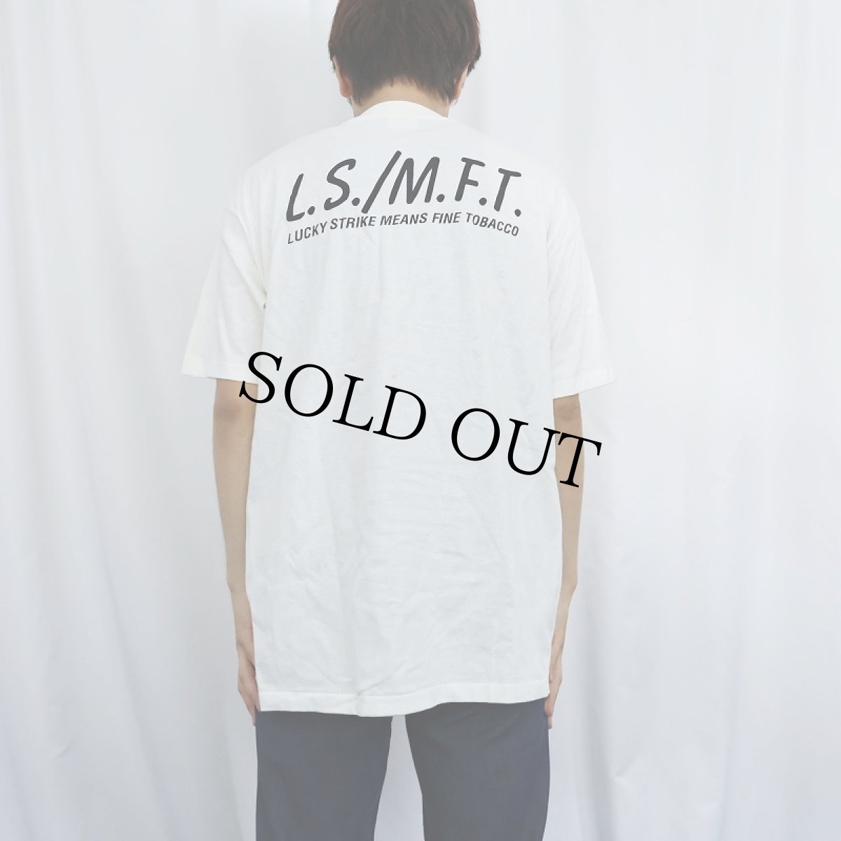 画像4: 90's LUCKY STRIKE USA製 たばこメーカー ロゴプリントTシャツ (4)