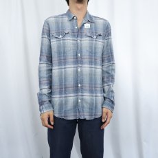 画像2: 2015SS Patagonia オンブレーチェック柄 "チリメン" コットンシャツ M (2)