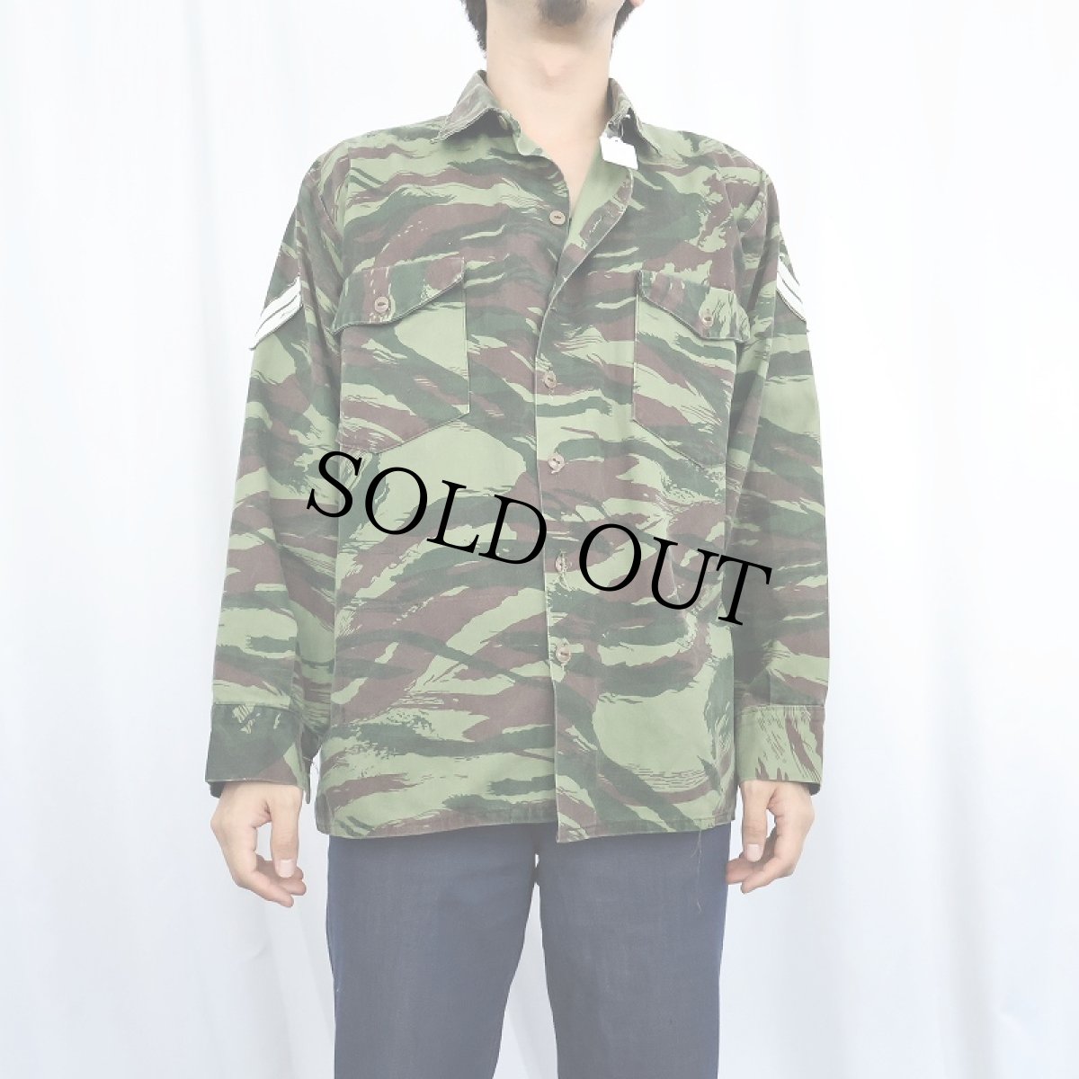 画像2: 70〜80's フランス軍 リザードカモ柄 HBT フィールドシャツ SIZE40 (2)