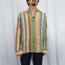 画像2: 70's〜 SHIRT WORKS SAN FRANCISCO マルチストライプ柄 コットンプルオーバーシャツ L (2)