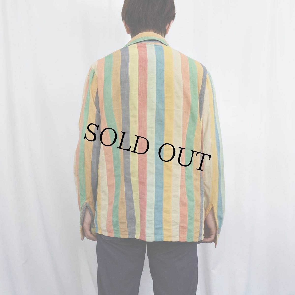 画像3: 70's〜 SHIRT WORKS SAN FRANCISCO マルチストライプ柄 コットンプルオーバーシャツ L (3)