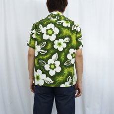 画像4: 70's HAWAII製 花柄 古銭ボタン コットンアロハシャツ S (4)