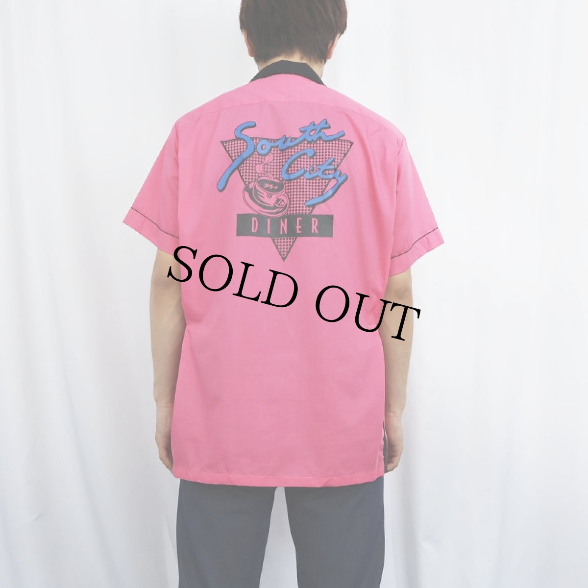 画像4: 80's Cruisin "South City Diner" プリントボーリングシャツ M (4)