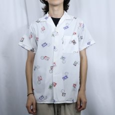 画像2: 40〜50's WEST INDIAN SEA ISLAND COTTON 切手柄 コットンオープンカラーシャツ  (2)
