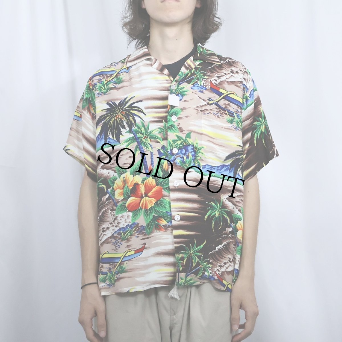 画像2: 【SALE】 50's PALI Hawaiian Styled オールオーバーパターン レーヨンアロハシャツ M (2)