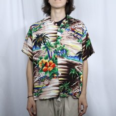 画像2: 50's PALI Hawaiian Styled オールオーバーパターン レーヨンアロハシャツ M (2)