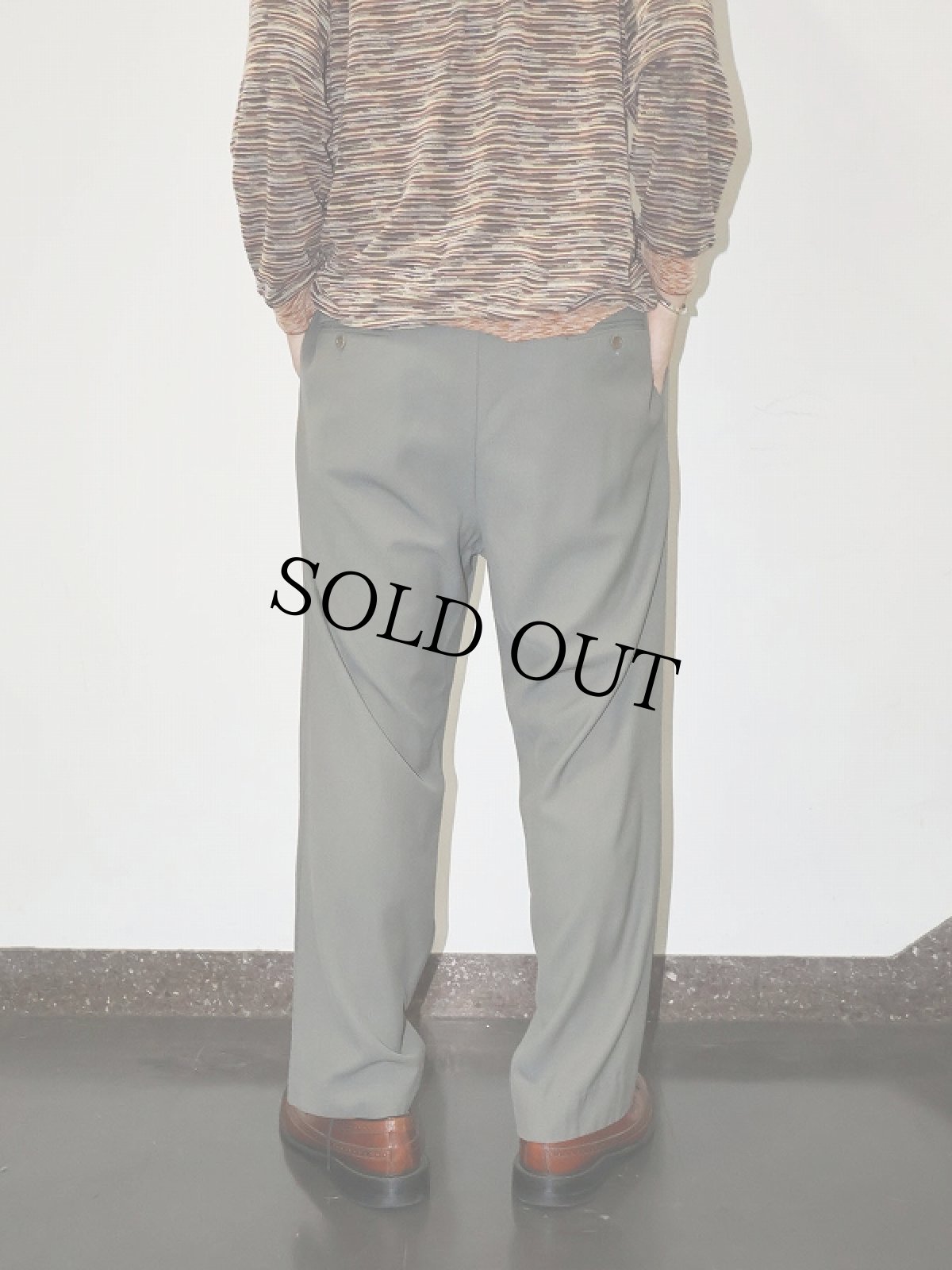 画像6: ARMANI COLLEZIONI ストライプ柄 スラックス KHAKI W33 (6)