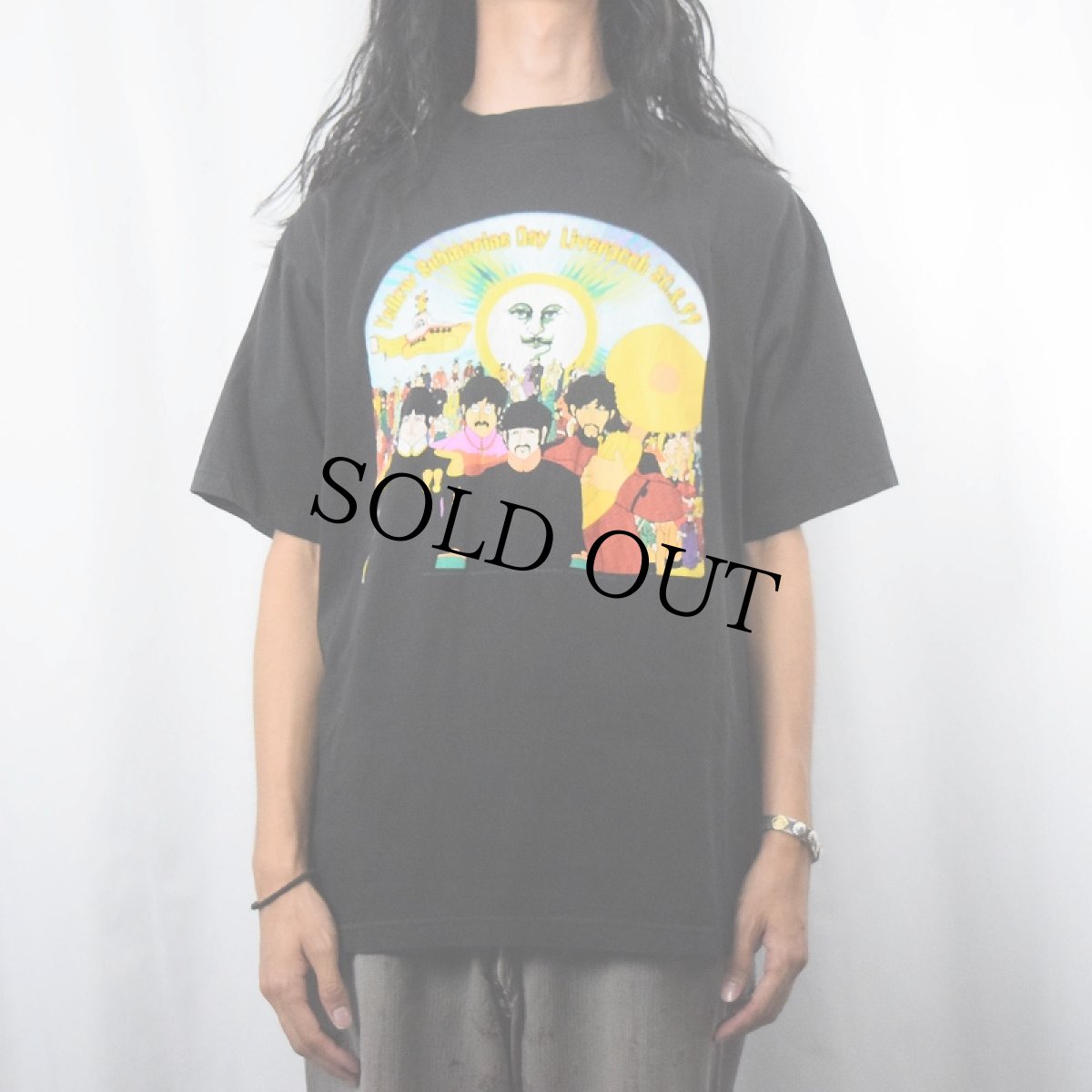 画像2: 90's THE BEATLES "Yellow Submarine Liverpool:30.8.99" ロックバンドプリントTシャツ BLACK XL (2)
