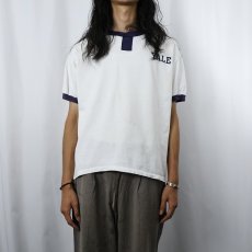 画像2: 90's the cotton exchange USA製 "YALE" チョコチン リンガーTシャツ NAVY L (2)