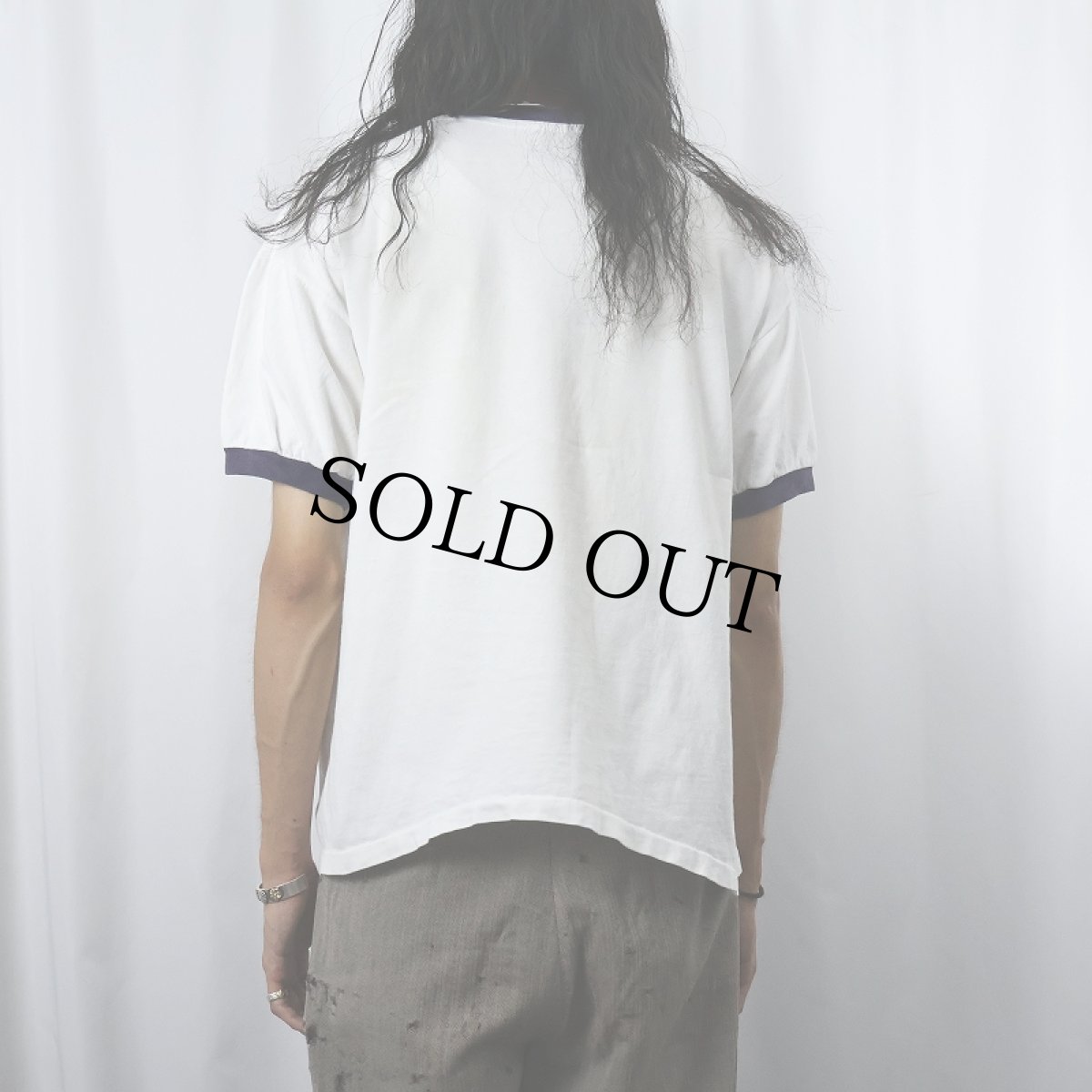 画像3: 90's the cotton exchange USA製 "YALE" チョコチン リンガーTシャツ NAVY L (3)