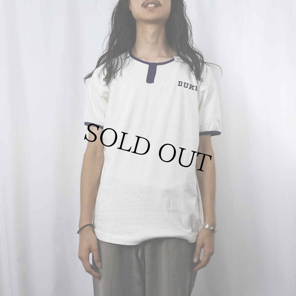 画像2: 60's Champion C中ランタグ "DUKE" チョコチン リンガーTシャツ NAVY XL (2)