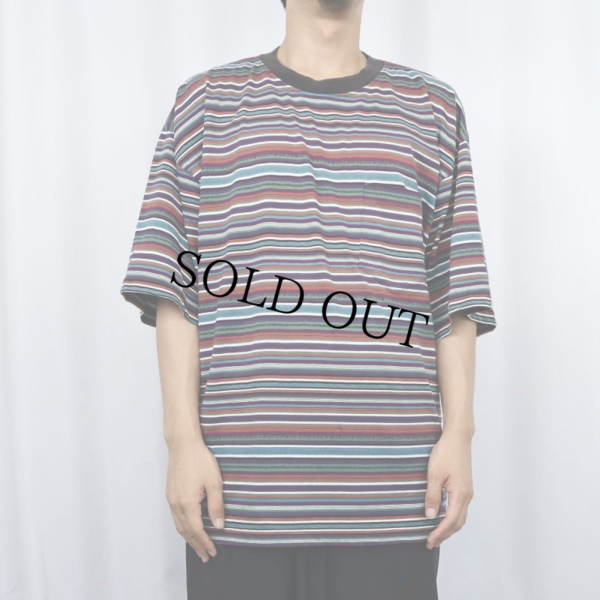 画像2: Diversion マルチボーダー柄 ポケットTシャツ  (2)