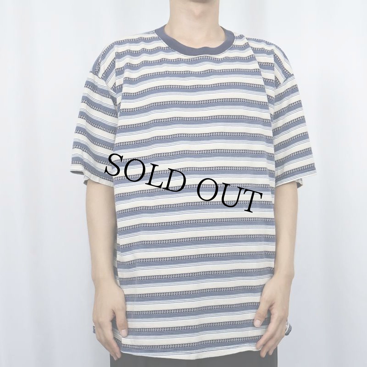 画像2: 90's UTILITY USA製 マルチボーダー柄 Tシャツ XL (2)