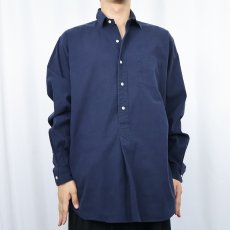 画像2: POLO Ralph Lauren "CAMBRIDGE" イストライプ柄 コットンプルオーバーシャツ NAVY M (2)