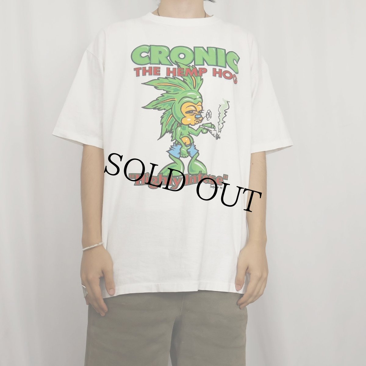 画像2: 90's CLONIC THE HEMP HOG USA製 キャラクターパロディプリント ガンジャTシャツ XL (2)