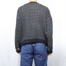 画像3: 60〜70's L.L.Bean 筆記体タグ NORWAY製 バーズアイ柄 ウール×レーヨンニットセーター NAVY M (3)