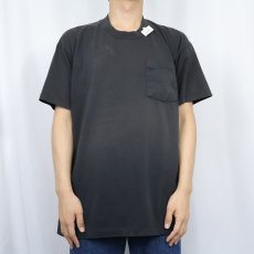 画像2: 80's FRUIT OF THE LOOM USA製 無地ポケットTシャツ BLACK (2)