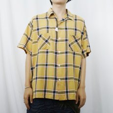 画像2: 60's Palermo SANFORIZED チェック柄 コットンオープンカラーシャツ XL (2)
