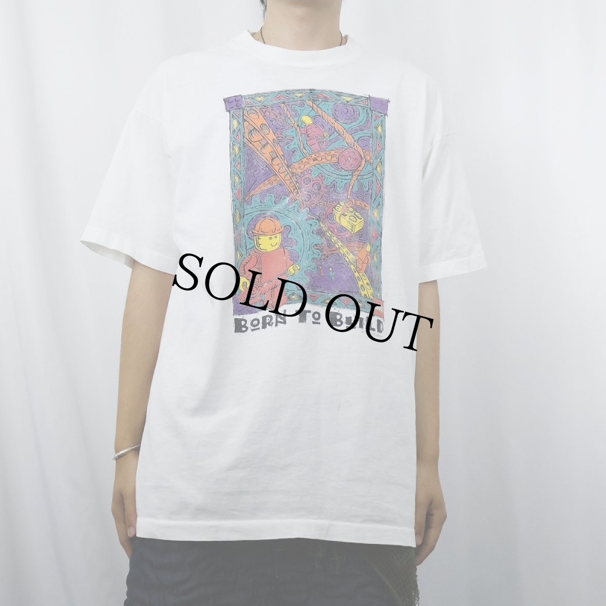 画像2: 90's LEGO USA製 "BORN TO BUILD" 企業プリントTシャツ XL (2)