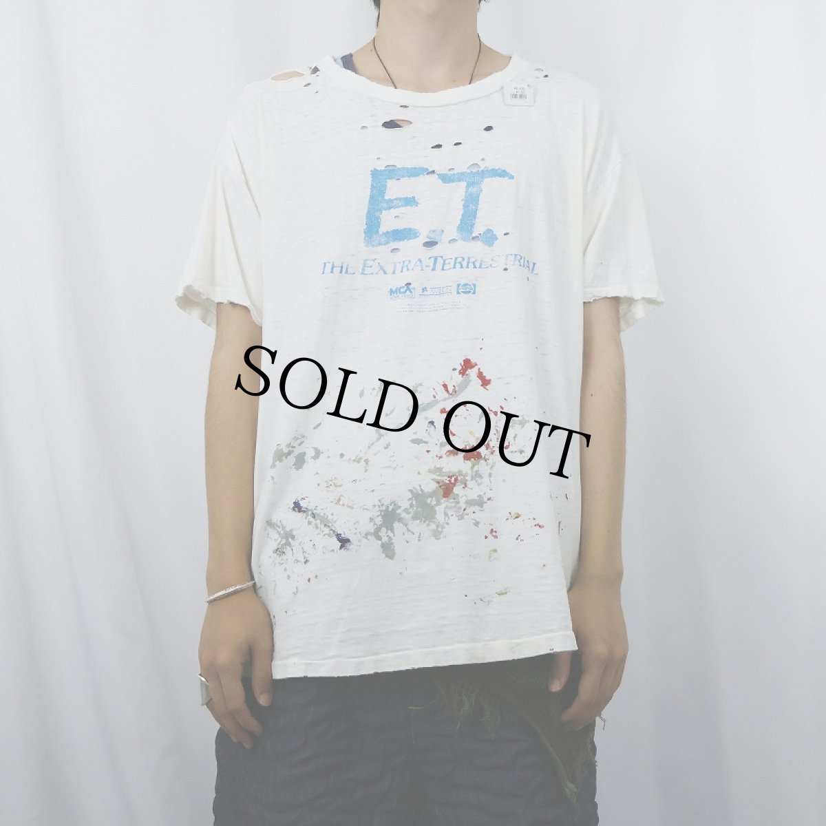 画像3: 80's E.T. ペンキペイント SF映画プリントTシャツ (3)