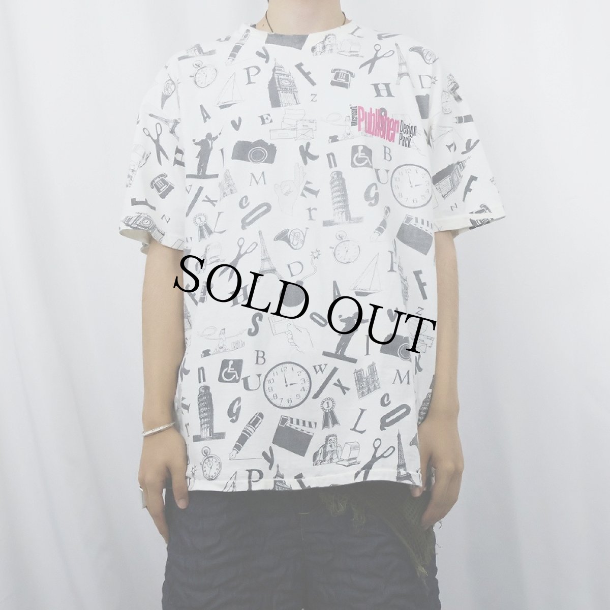 画像3: 90's Microsoft USA製 "Publisher Design Pack" コンピューター企業 マルチプリントTシャツ XL (3)