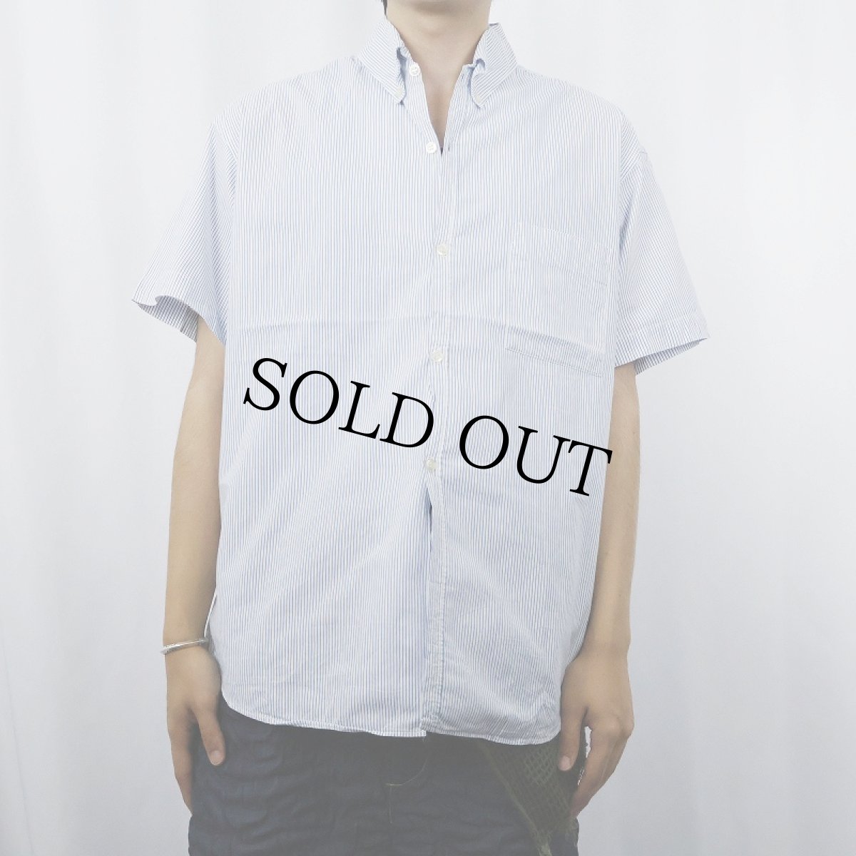 画像2: 60's BRENT ストライプ柄 ボタンダウンコットンシャツ L (2)