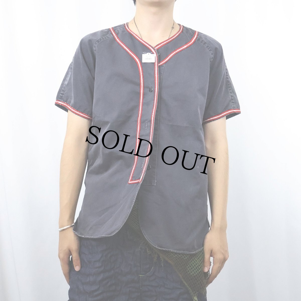 画像2: 40〜50's "FRISCO" 猫目ボタン×マチ付き コットンベースボールシャツ (2)