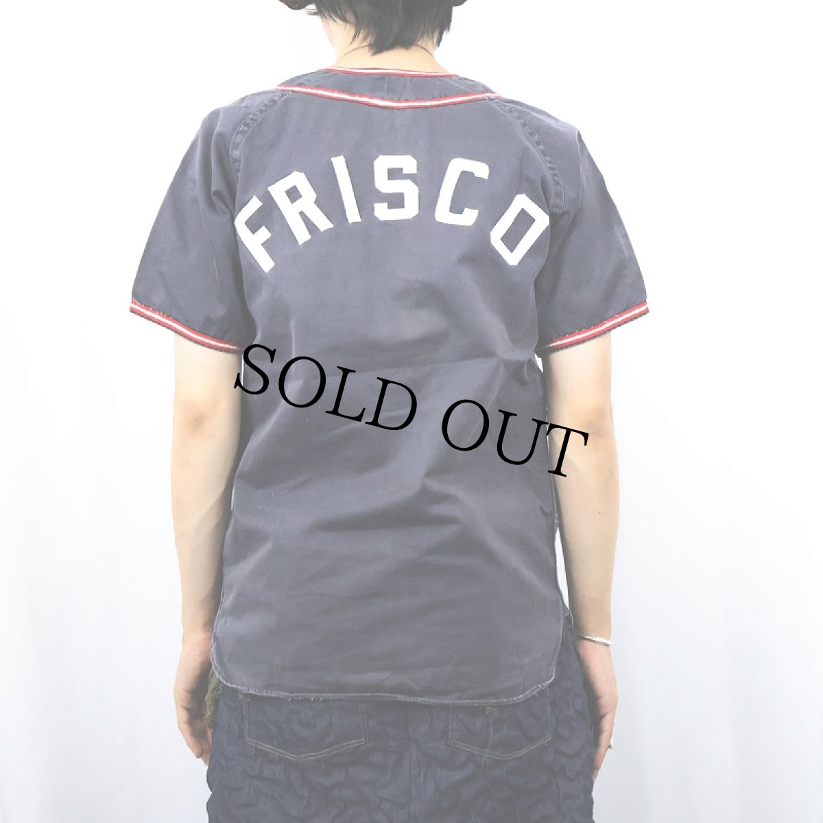 画像3: 40〜50's "FRISCO" 猫目ボタン×マチ付き コットンベースボールシャツ (3)