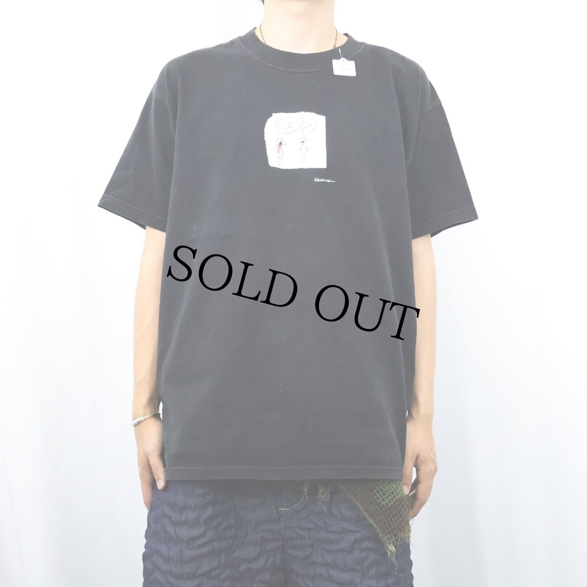 画像2: "my gums are bleeding! fuck!" シュールイラストプリントTシャツ BLACK L (2)