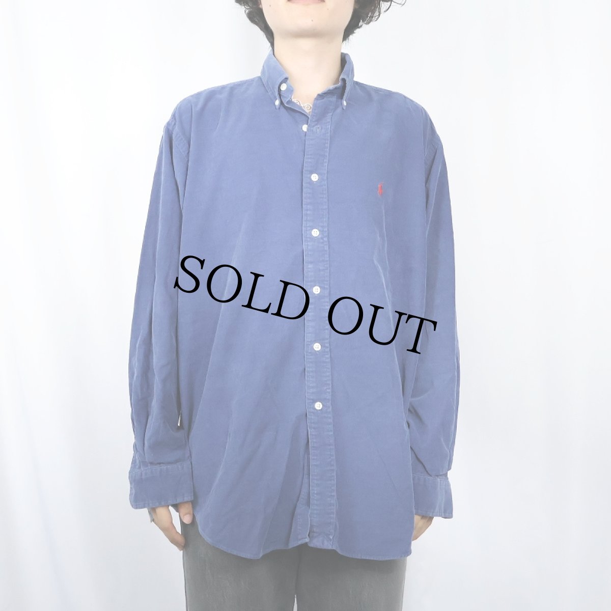 画像2: POLO Ralph Lauren "BLAKE" ロゴ刺繍 コーデュロイ ボタンダウンシャツ M (2)