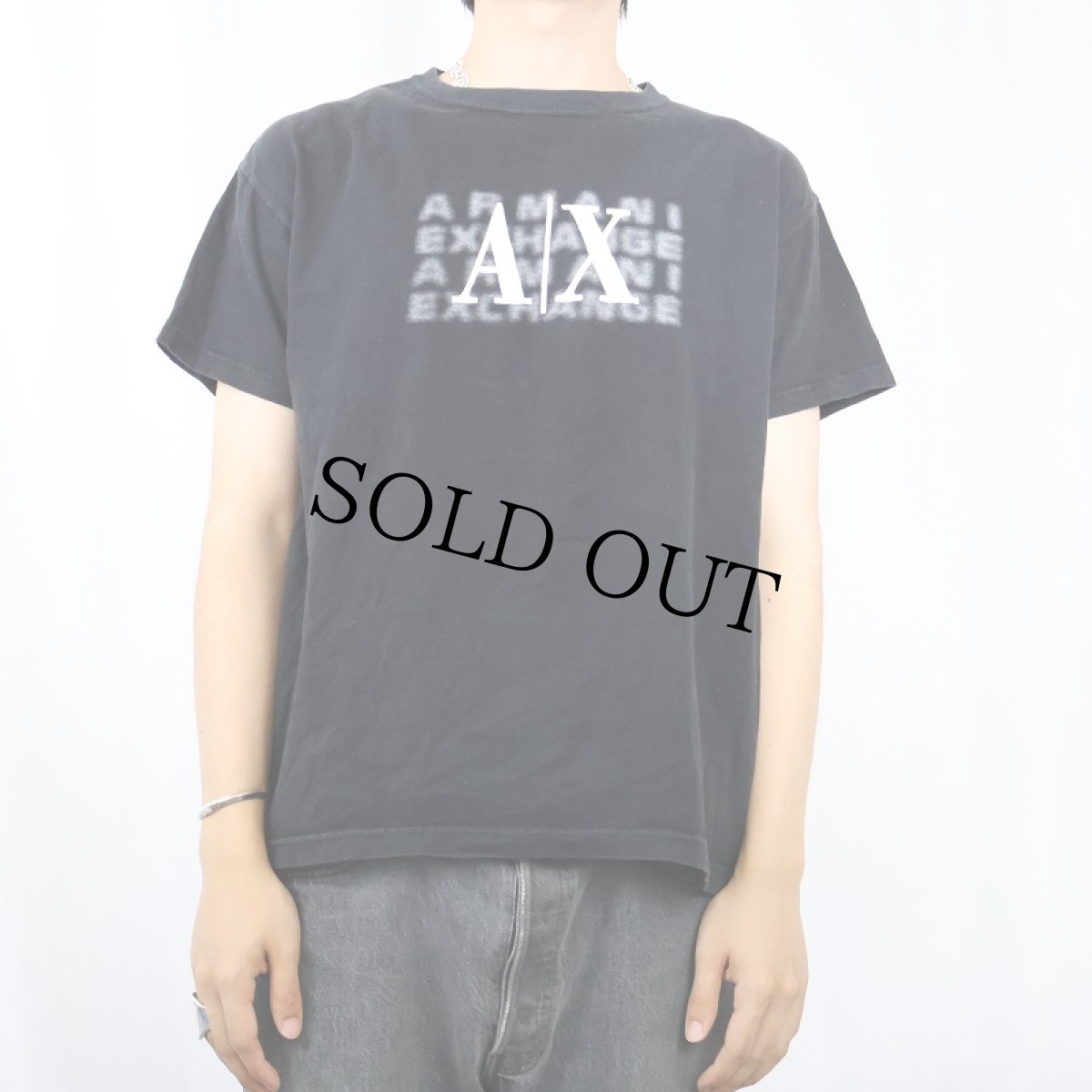 画像2: ARMANI EXCHANGE ロゴプリントTシャツ BLACK S (2)