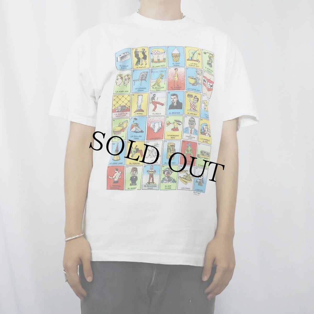 画像2: 90's Ken Brown USA製 "Loteria" アートプリントTシャツ L (2)