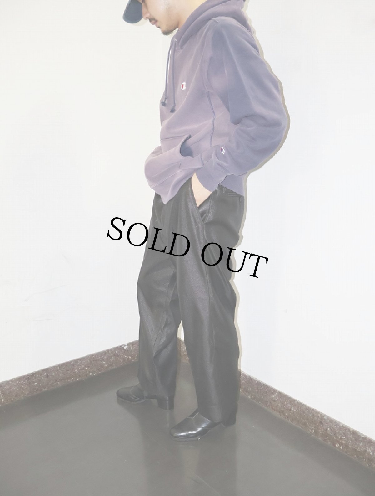 画像2: ウール×ポリエステル シャイニースラックス BLACK W35 (2)