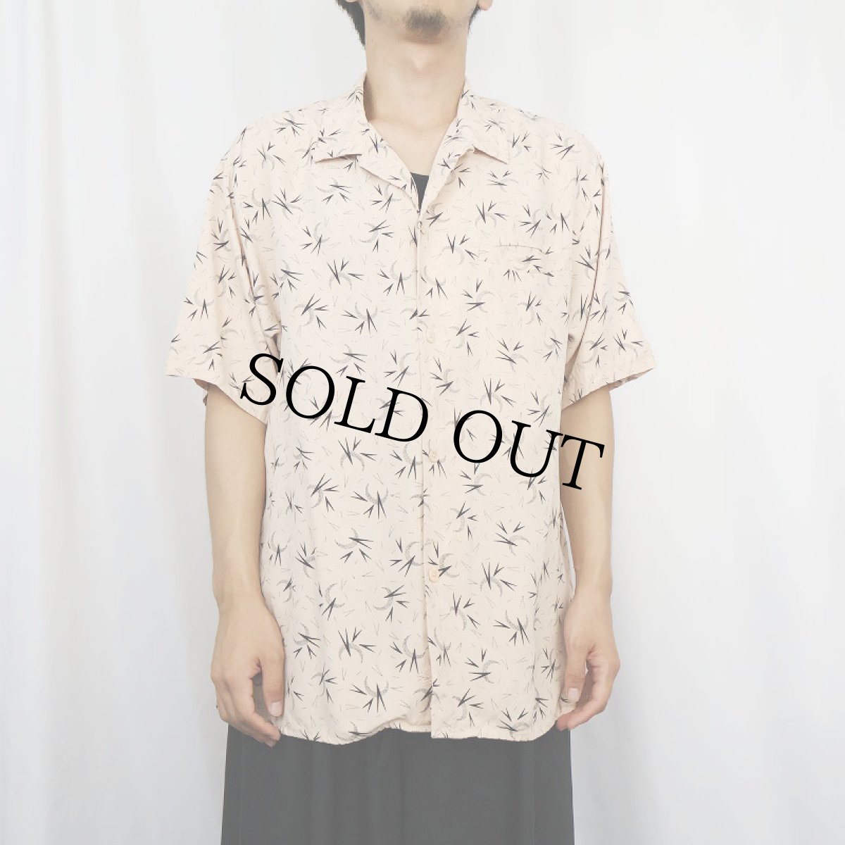 画像2: 90's Nat Nast 総柄 シルクオープンカラーシャツ M (2)