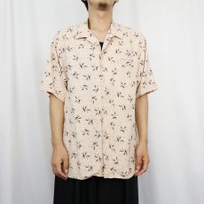 画像2: 90's Nat Nast 総柄 シルクオープンカラーシャツ M (2)