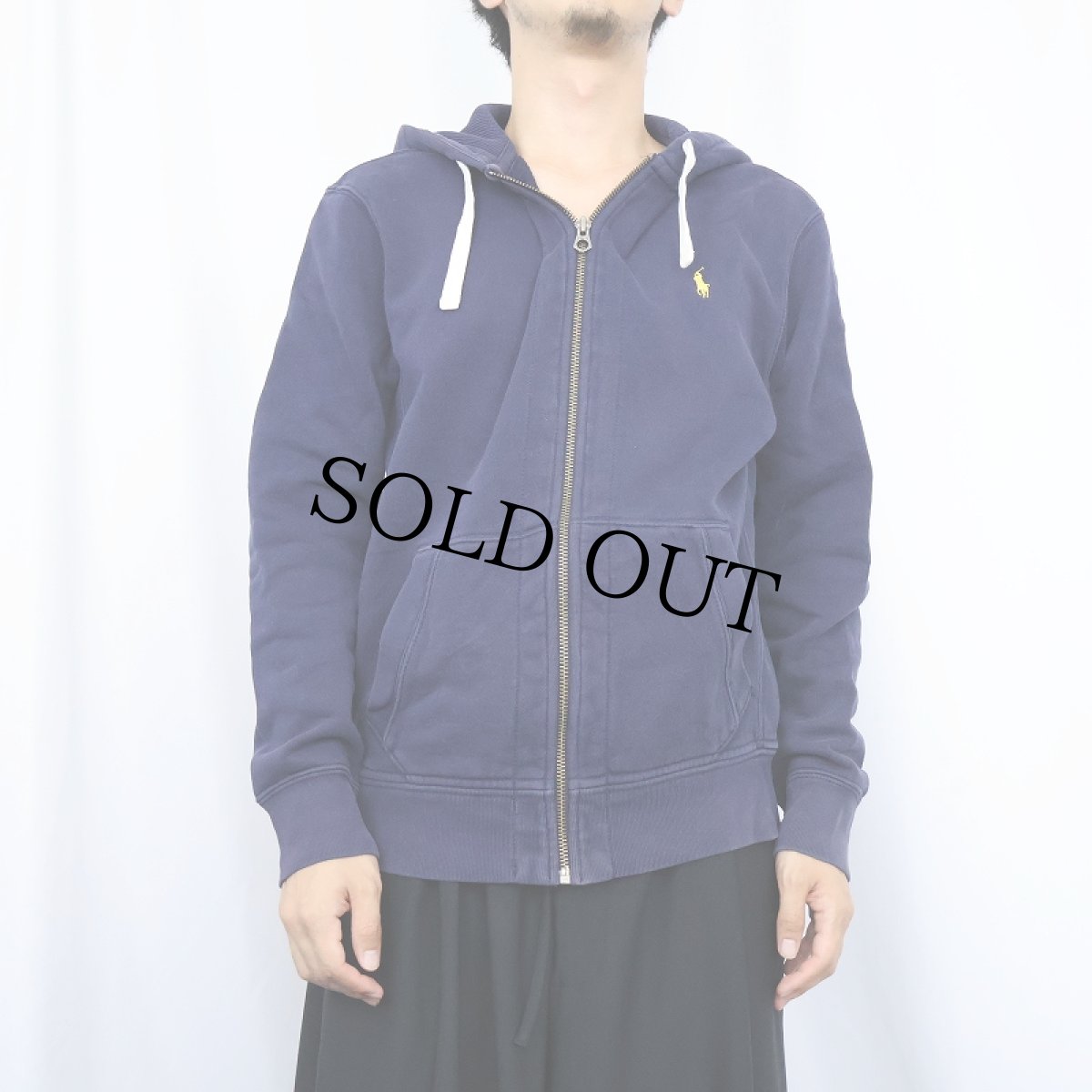画像2: POLO Ralph Lauren ロゴ刺繍 スウェットジップパーカー NAVY M (2)