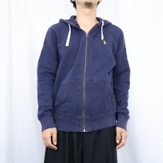 画像2: POLO Ralph Lauren ロゴ刺繍 スウェットジップパーカー NAVY M (2)