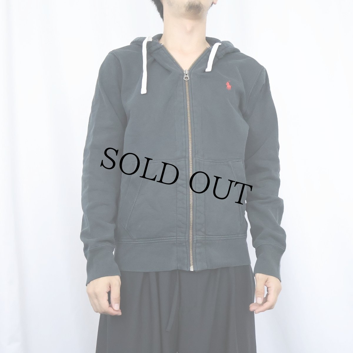 画像2: POLO Ralph Lauren ロゴ刺繍 スウェットジップパーカー BLACK M (2)