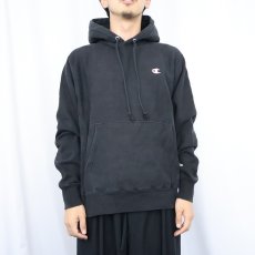 画像2: Champion REVERSE WEAVE 目付き スウェットフーディー BLACK M (2)