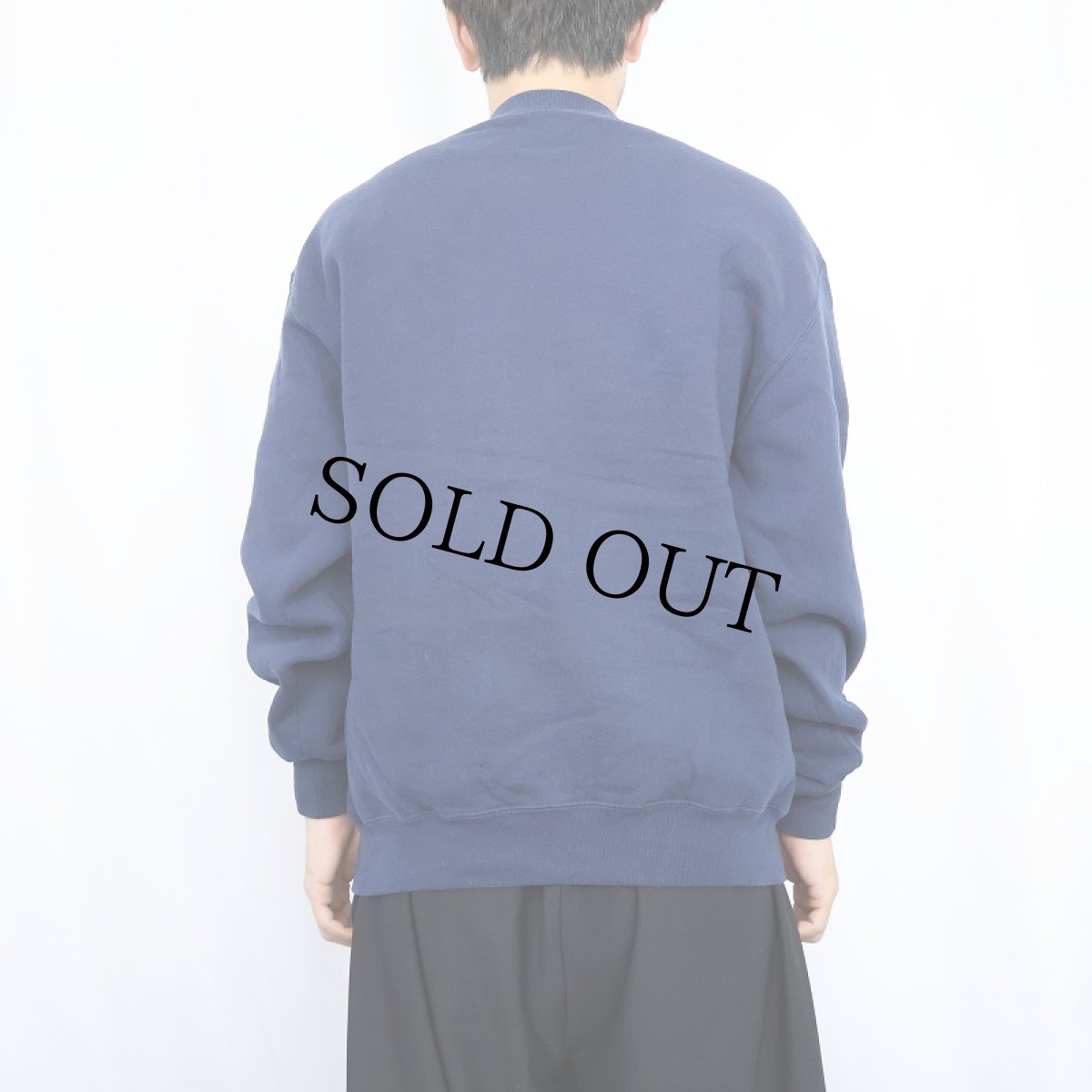画像3: 90's RUSSELL ATHLETIC USA製 前V 無地スウェット NAVY L (3)