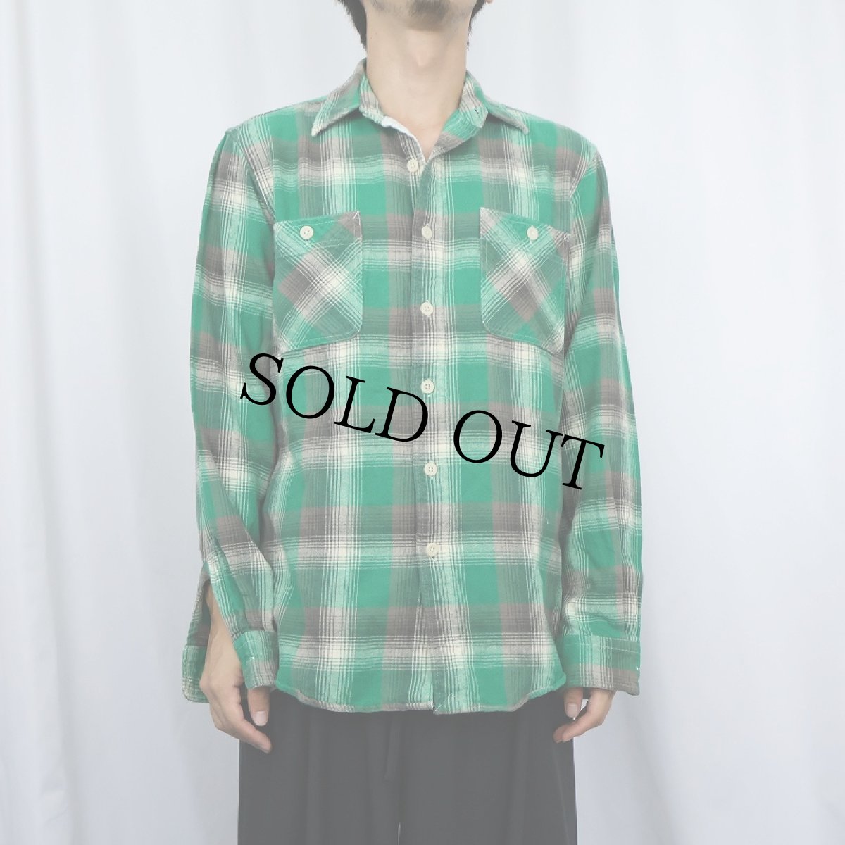 画像2: POLO Ralph Lauren オンブレーチェック柄 ヘビーネルシャツ M (2)