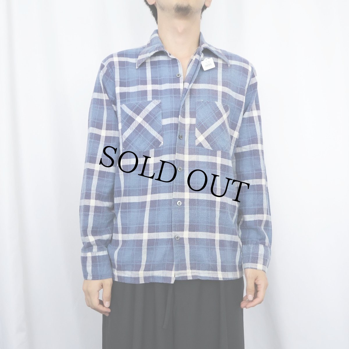 画像2: 70's K mart チェック柄 プリントネルシャツ M (2)