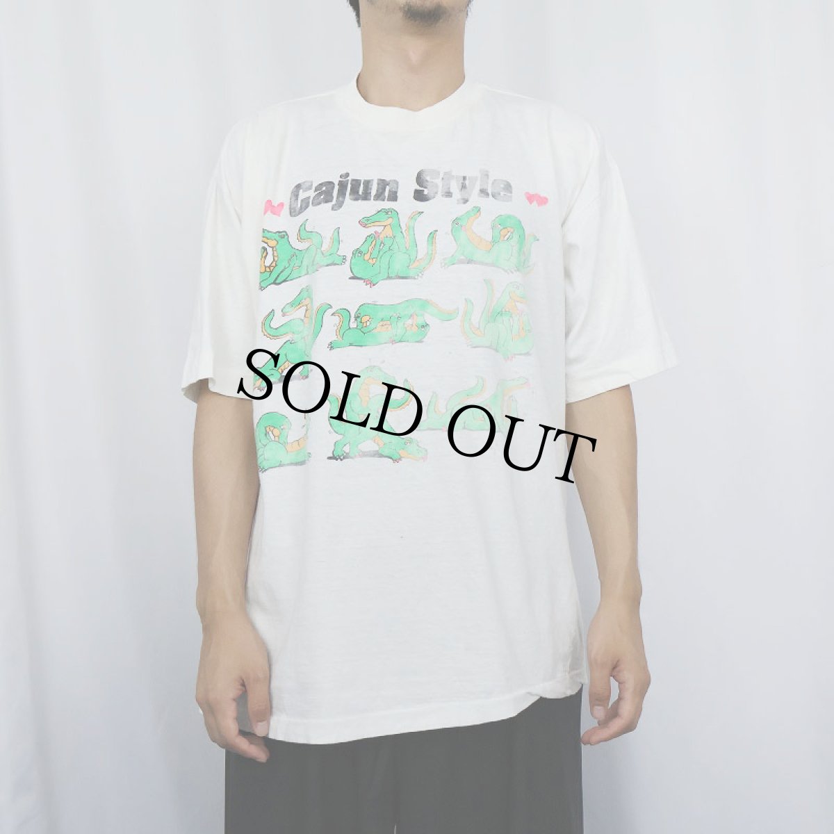 画像2: 90's "Gajun Style" 四十八手 ワニプリントTシャツ L (2)