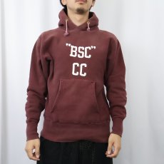 画像2: 70〜80's Champion REVERSE WEAVE 赤単色タグ USA製 "BSC CC" ラバープリントスウェットフーディー M (2)