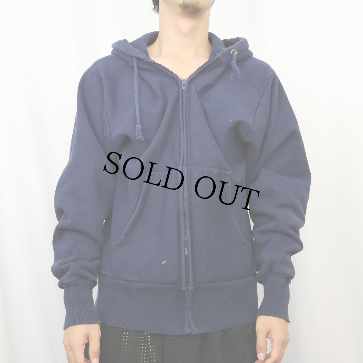 画像2: 90's CAMBER USA製 裏サーマル スウェットジップパーカー NAVY M (2)