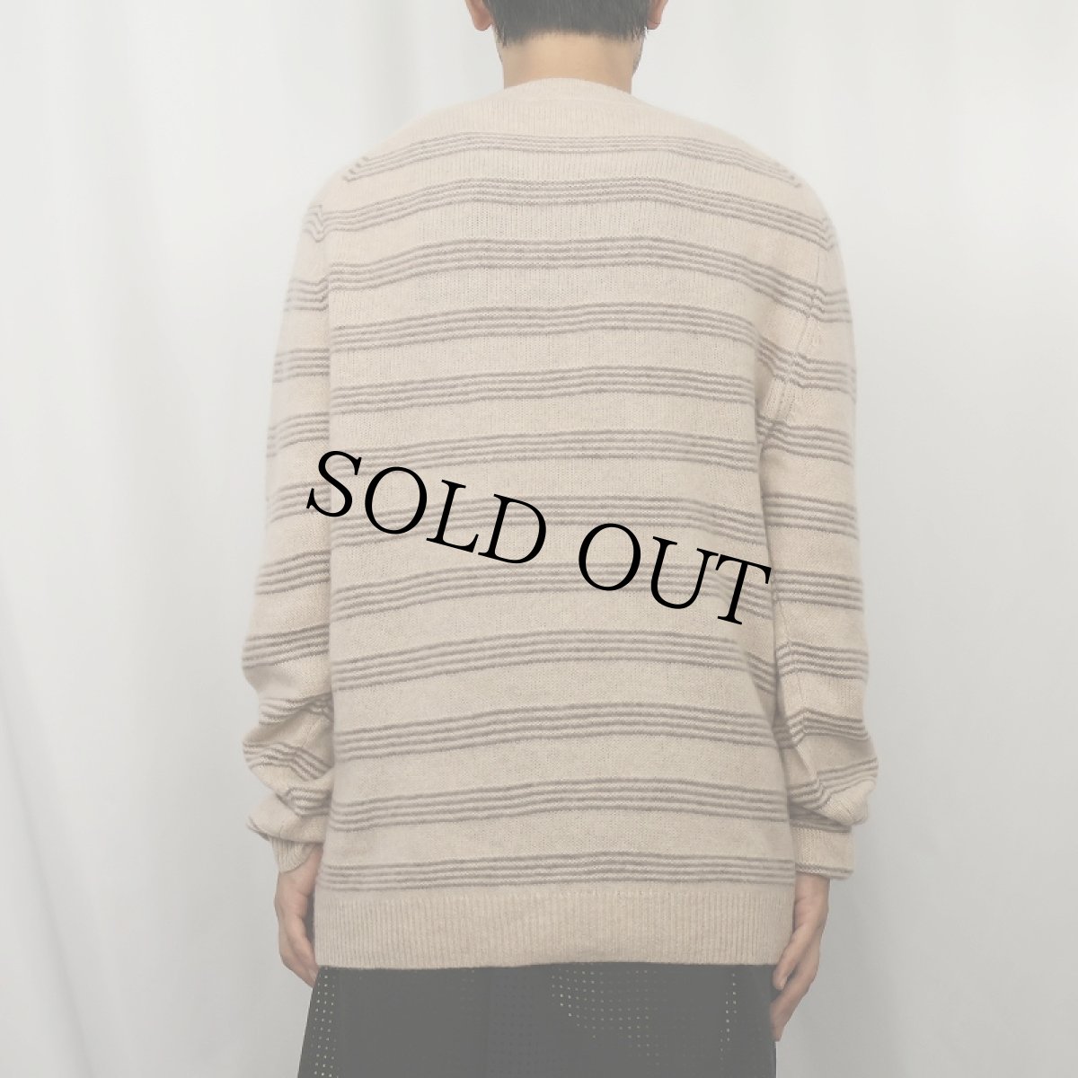 画像3: SAKS FIFTH AVENUE ボーダー柄 カシミアニットセーター L (3)