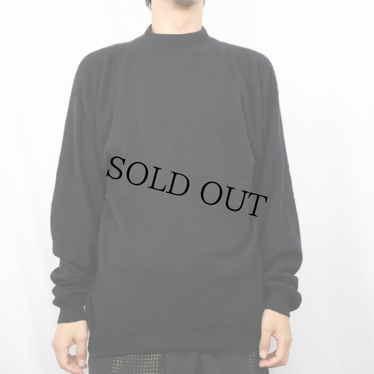 画像2: モックネック カシミアニットセーター BLACK M (2)