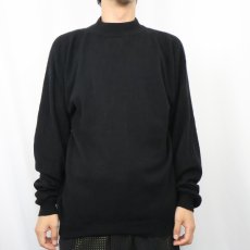 画像2: モックネック カシミアニットセーター BLACK M (2)
